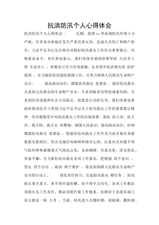 抗洪防汛个人心得体会