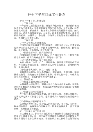 护士下半年目标工作计划