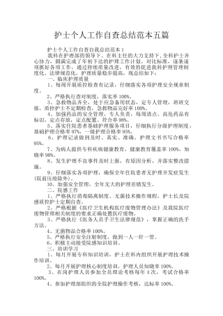 护士个人工作自查总结范本五篇
