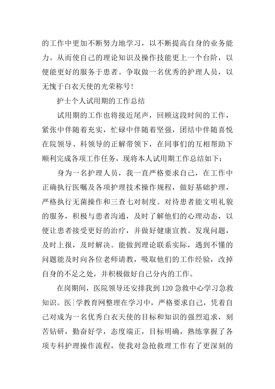 护士个人试用期工作总结范文_第3页