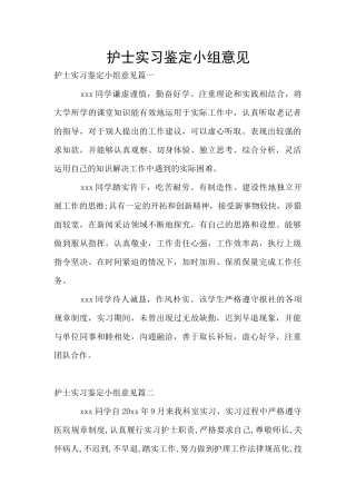 护士实习鉴定小组意见