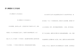 护士寒假实习工作总结