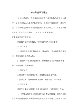 护士年度学习计划