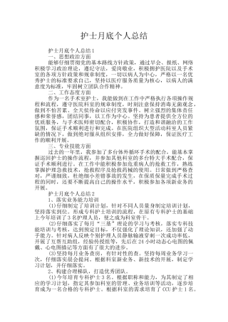 护士月底个人总结