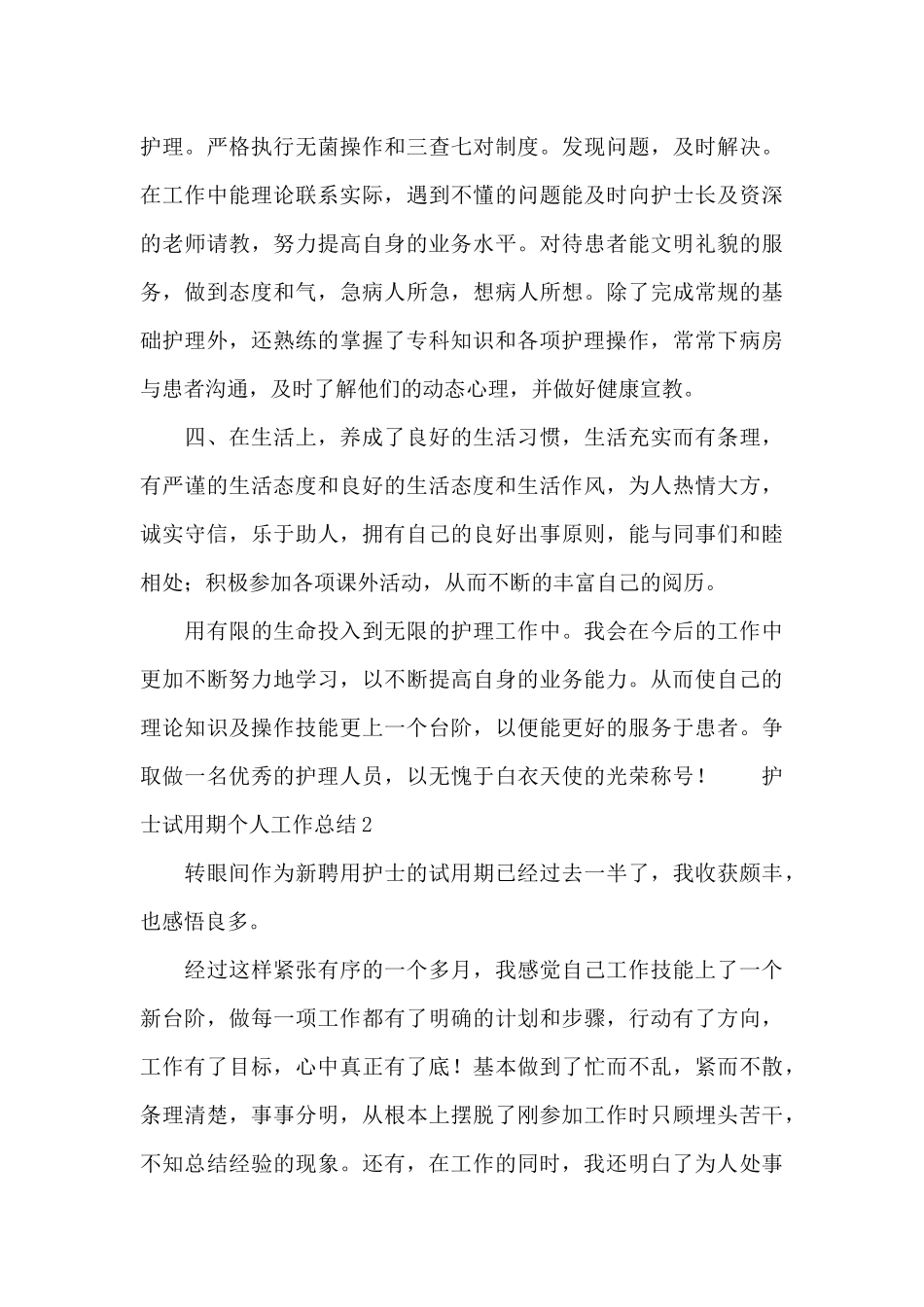 护士试用期个人工作总结模板_第2页