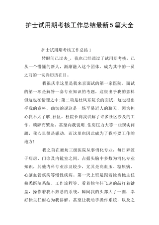 护士试用期考核工作总结最新5篇大全
