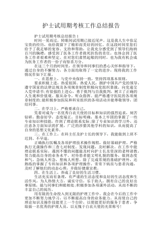 护士试用期考核工作总结报告