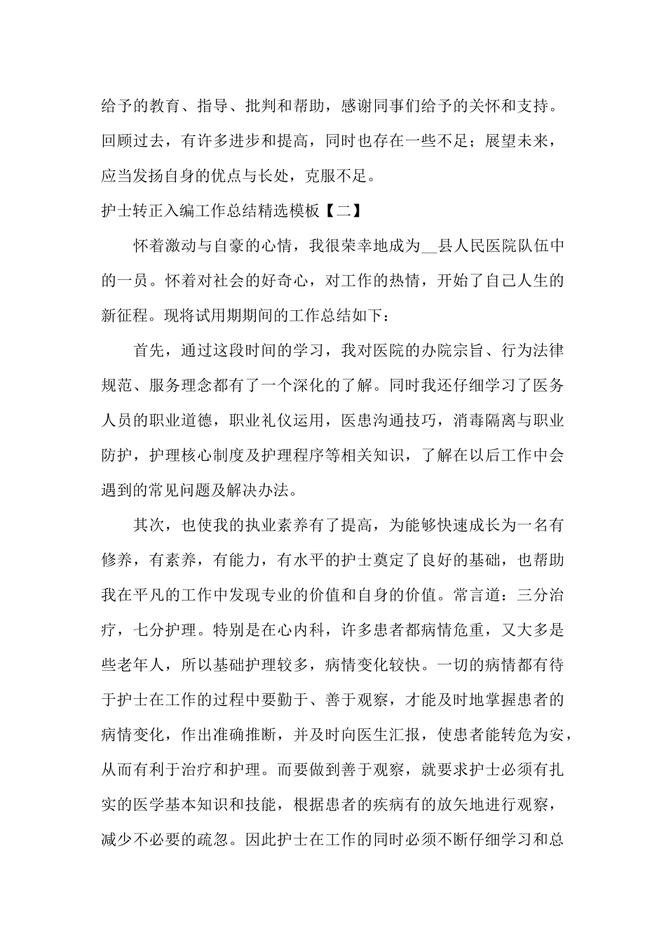 护士转正入编工作总结精选模板_第2页