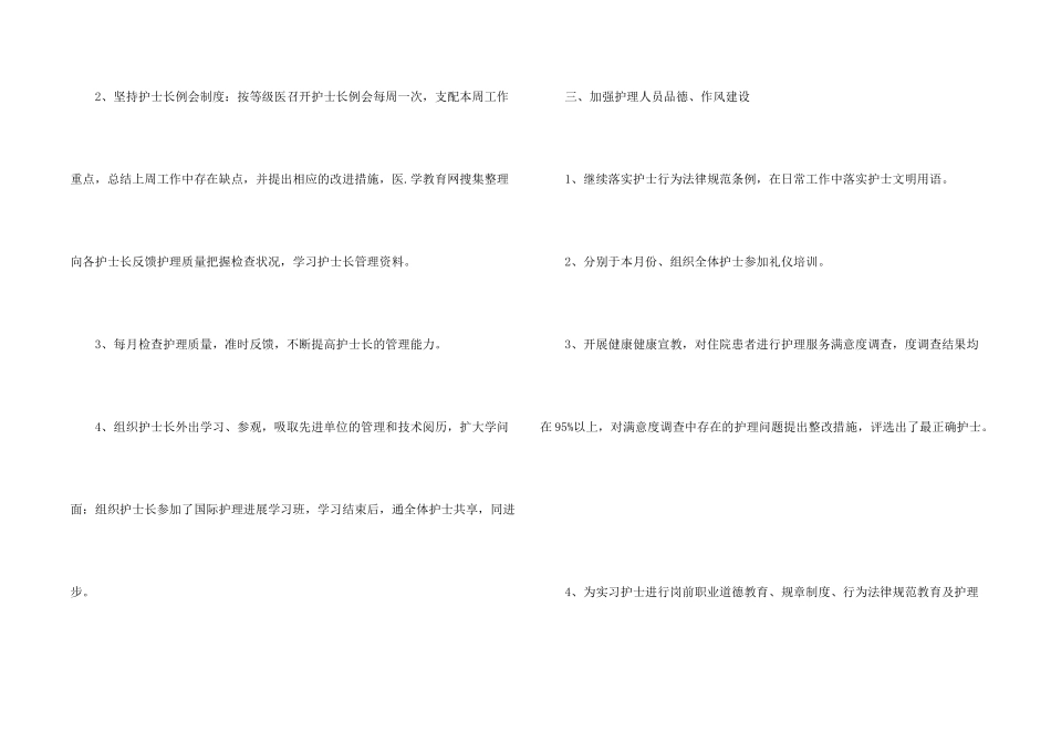 护士长月度工作总结_第2页