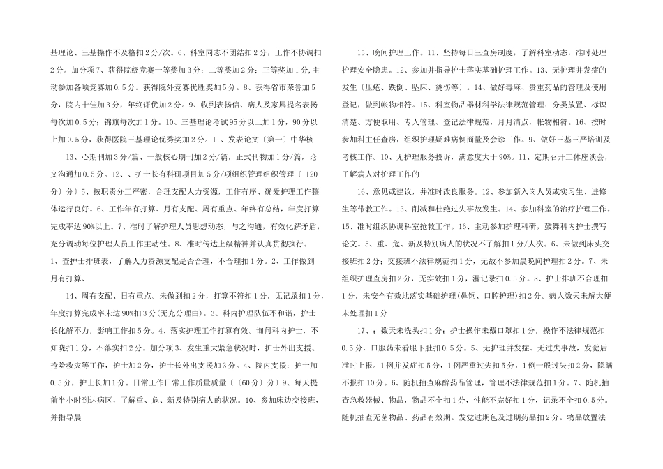 护士长综合目标考核标准_第3页