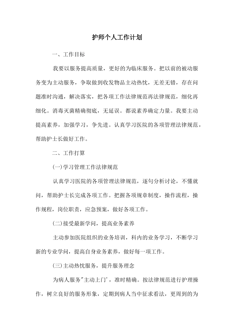 护师个人工作计划_第1页