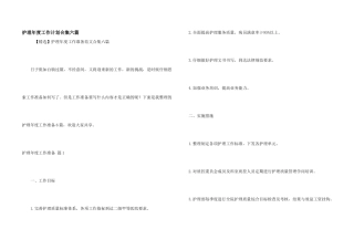 护理年度工作计划合集六篇