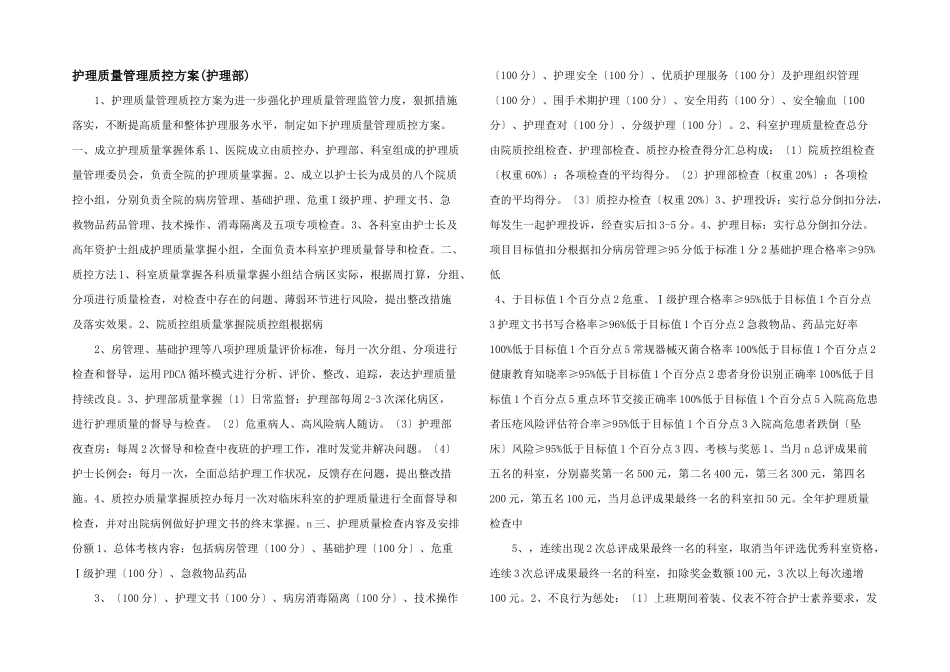 护理质量管理质控方案_第1页