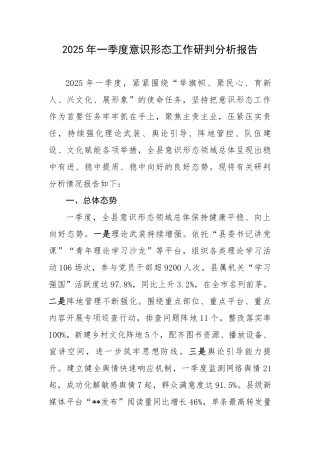 2025年一季度意识形态工作研判分析报告