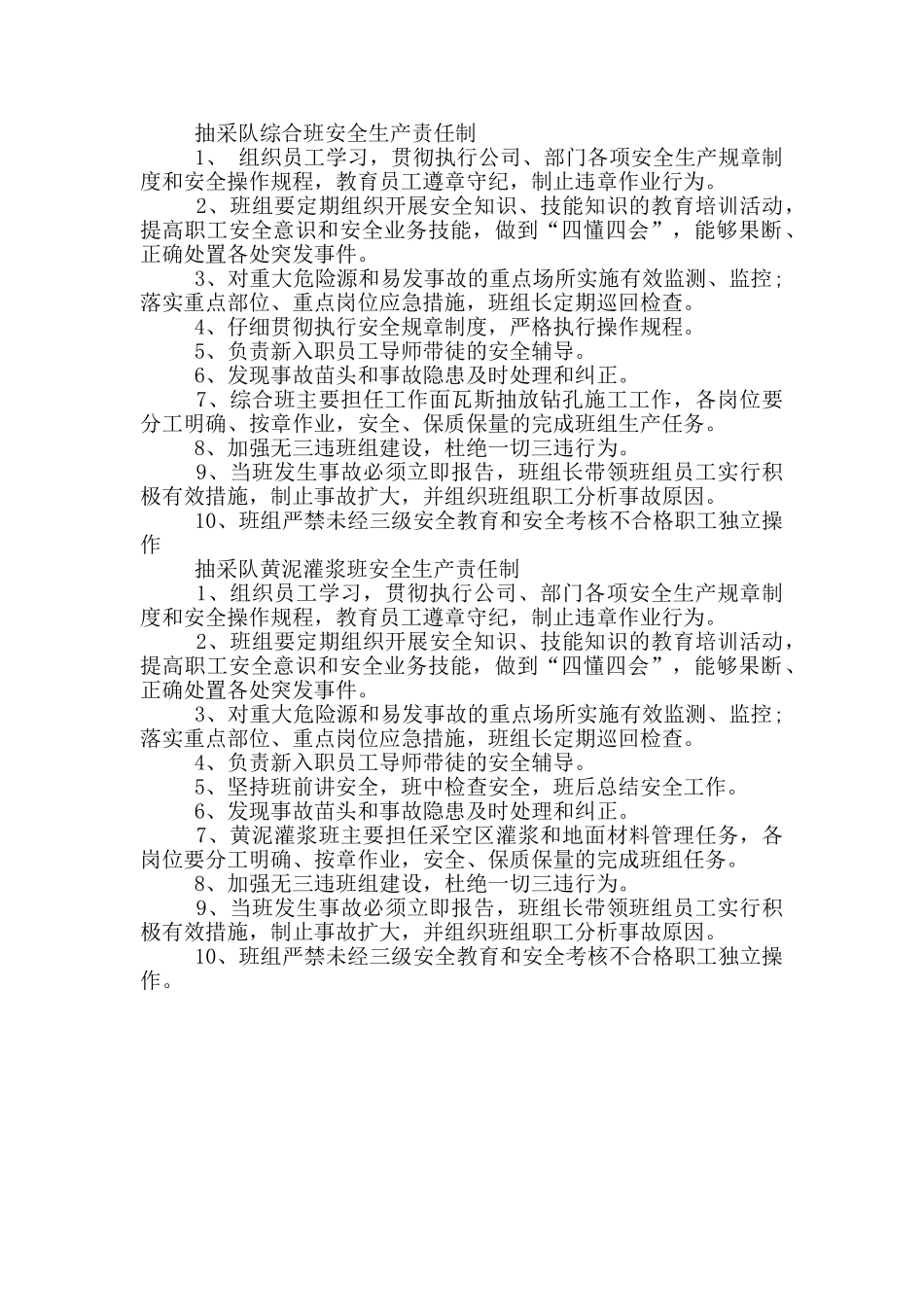 抽采队班组安全生产责任制_第2页