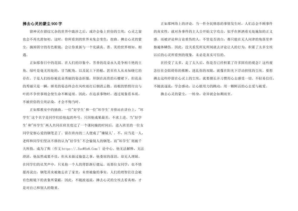 拂去心灵的蒙尘900字_第1页