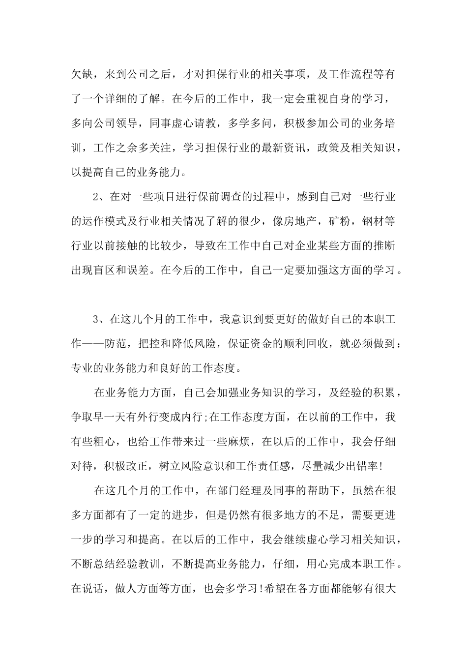 担保公司个人工作总结5篇_第2页