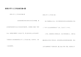 担保公司个人工作总结汇编4篇