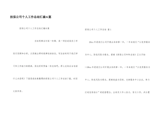 担保公司个人工作总结汇编6篇