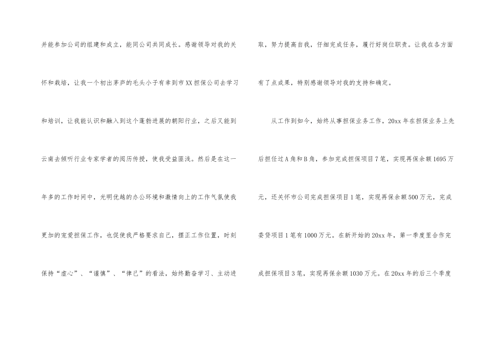 担保公司个人工作总结集合六篇_第2页