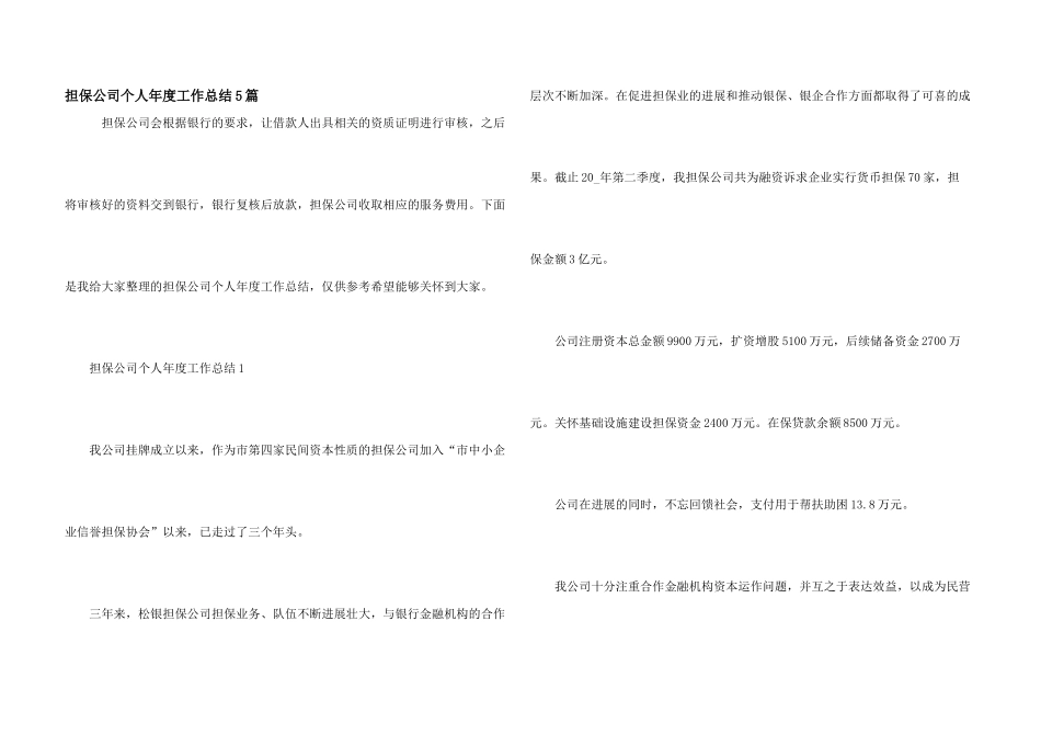 担保公司个人年度工作总结5篇_第1页