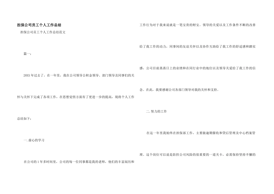 担保公司员工个人工作总结_第1页