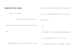 担保公司员工年终工作总结