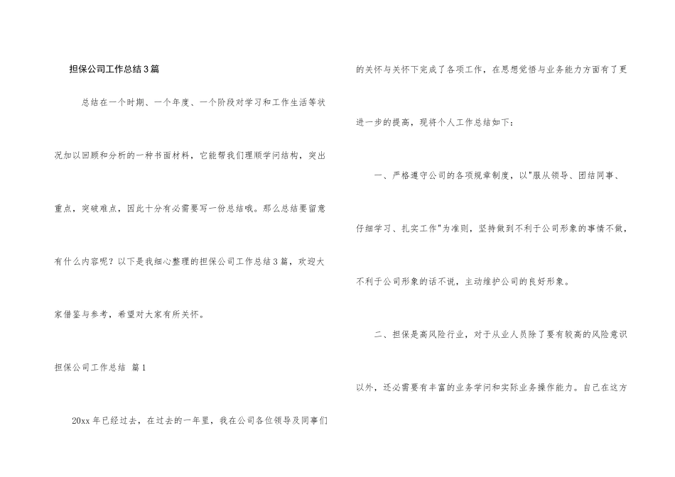 担保公司工作总结3篇_第1页