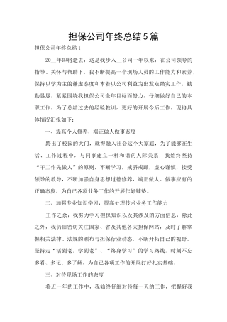 担保公司年终总结5篇