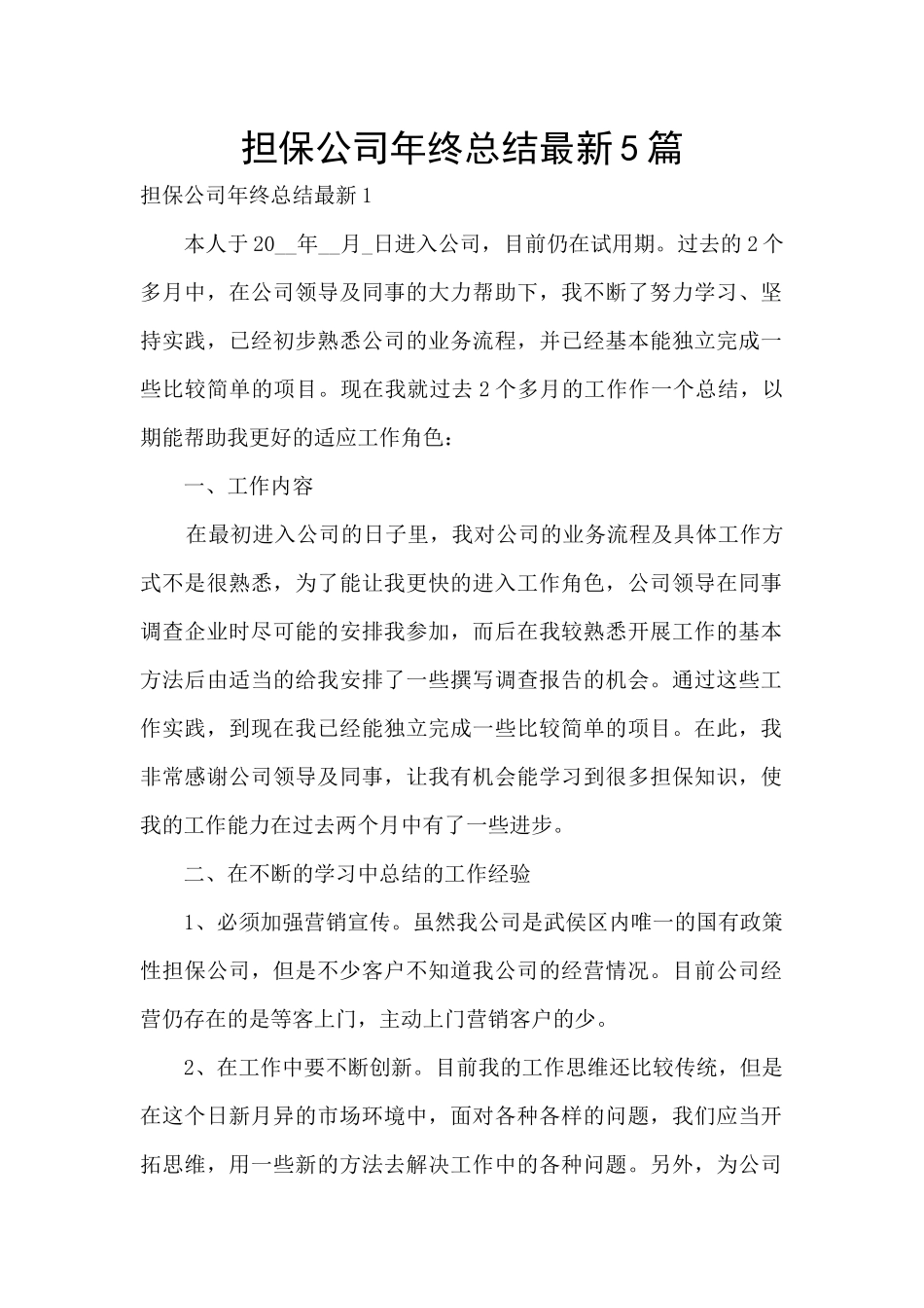 担保公司年终总结最新5篇_第1页