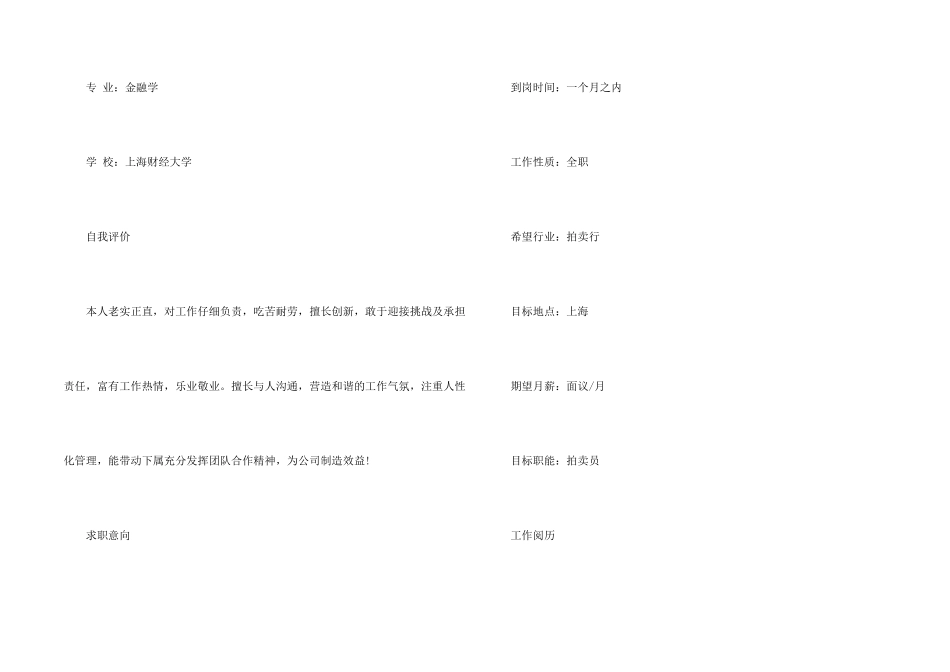 拍卖师个人简历模板_第2页