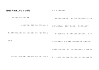 招商引资年度工作总结与计划