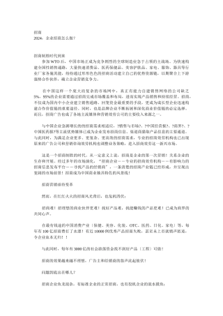招商综合概述与××市综合招商细则案例