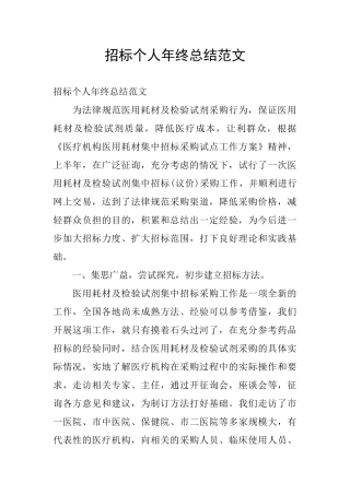招标个人年终总结范文