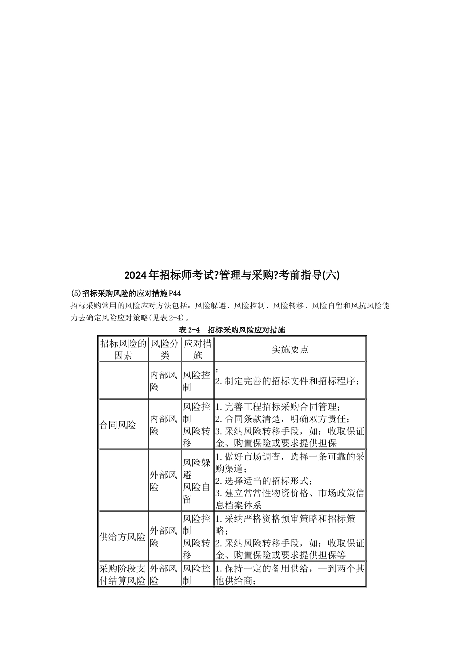 招标师《管理与采购》考前指导_第1页
