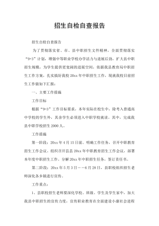 招生自检自查报告