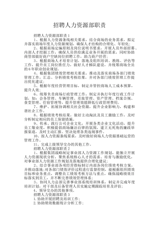 招聘人力资源部职责