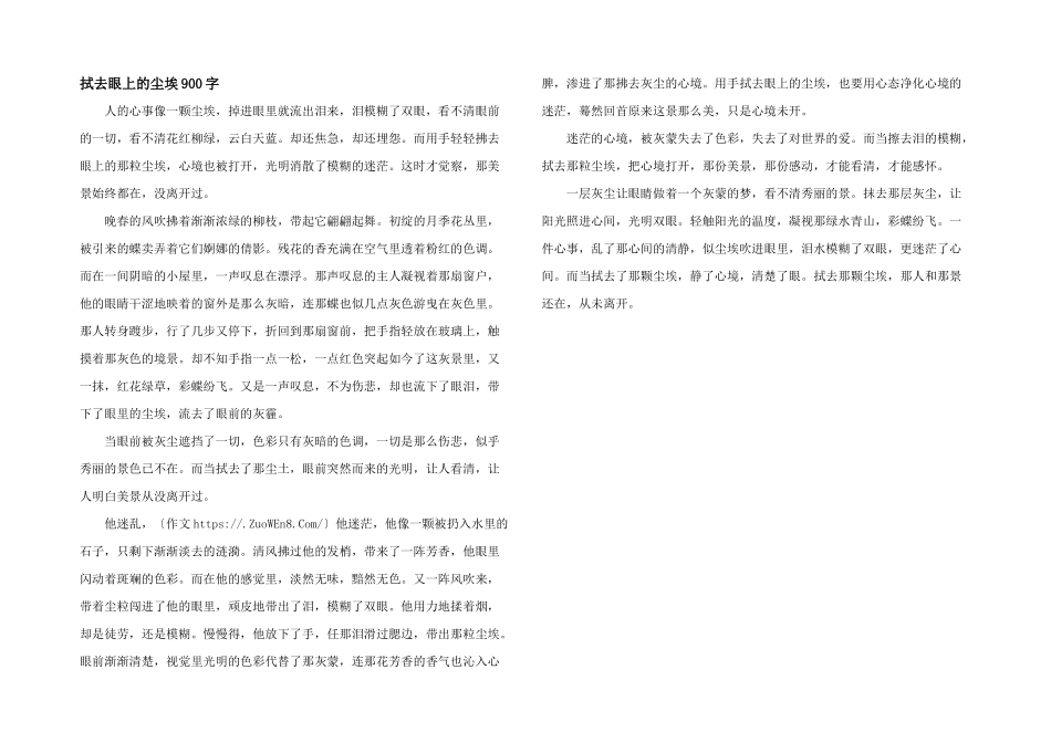 拭去眼上的尘埃900字_第1页