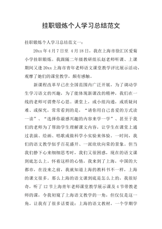 挂职锻炼个人学习总结范文
