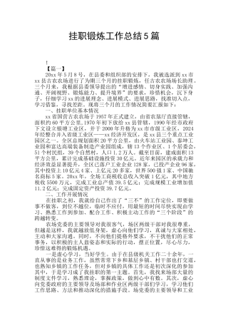 挂职锻炼工作总结5篇