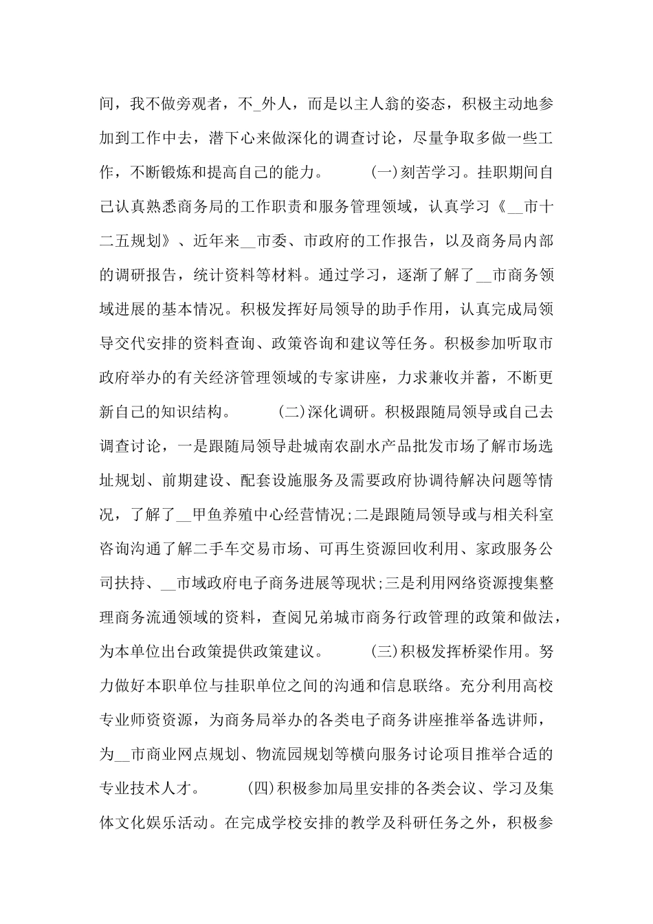 挂职锻炼工作总结模板_第2页