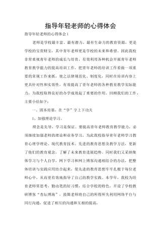 指导年轻教师的心得体会