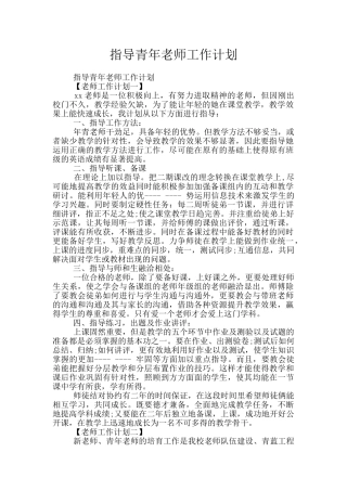 指导青年教师工作计划