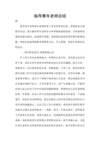 指导青年教师总结