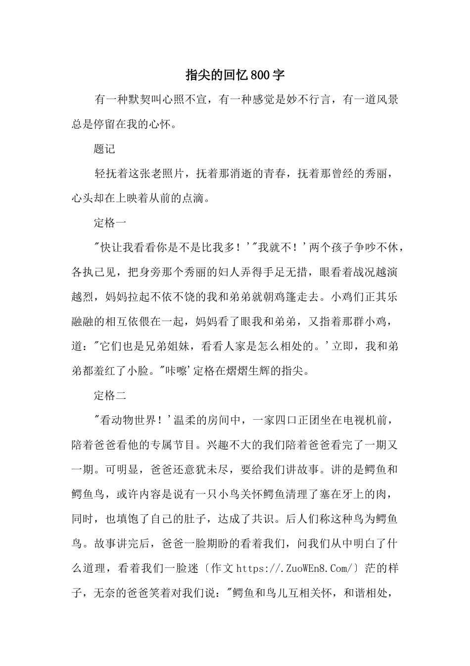 指尖的回忆800字_第1页