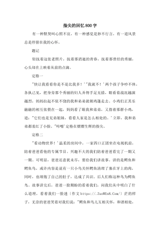 指尖的回忆800字