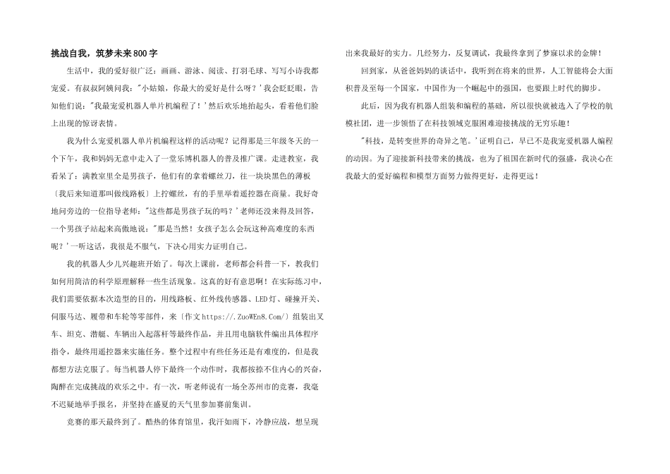 挑战自我，筑梦未来800字_第1页