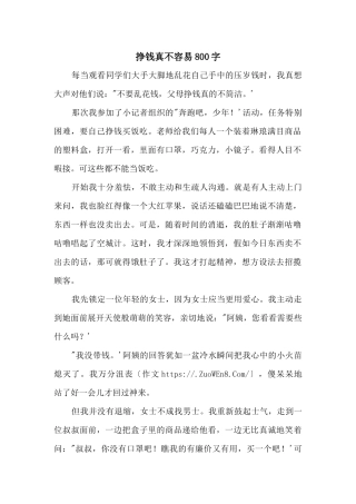 挣钱真不容易800字