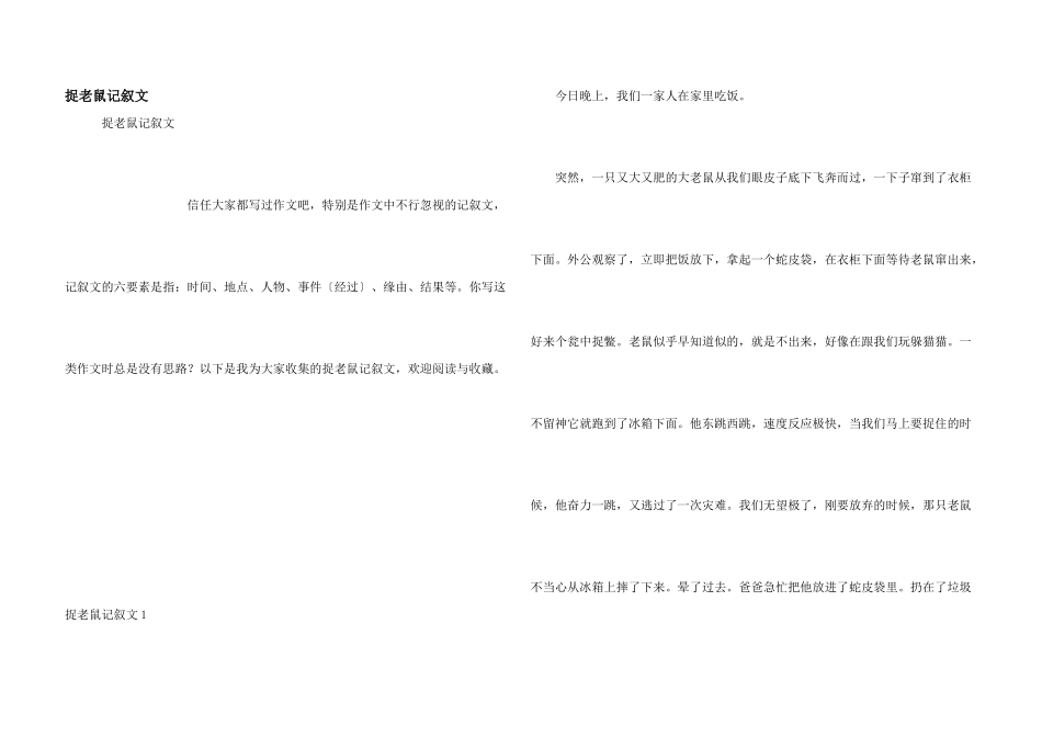 捉老鼠记叙文_第1页