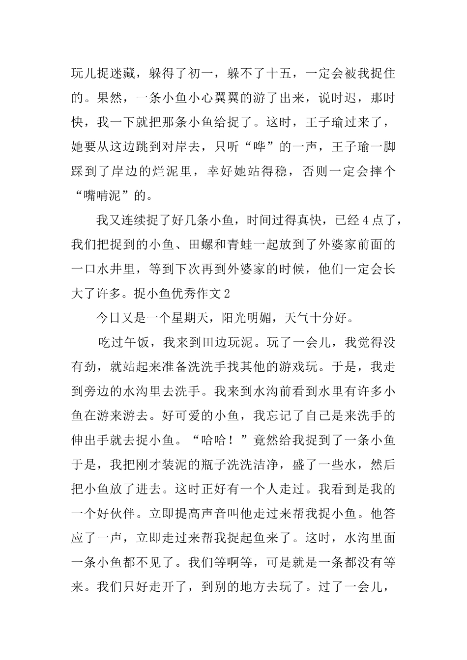 捉小鱼优秀作文_第2页